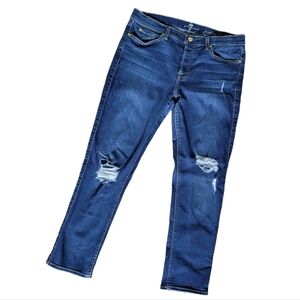 7FAMK 7 For All Mankind Josefina Distressed Skinny Boyfriend Jeans Mediu…